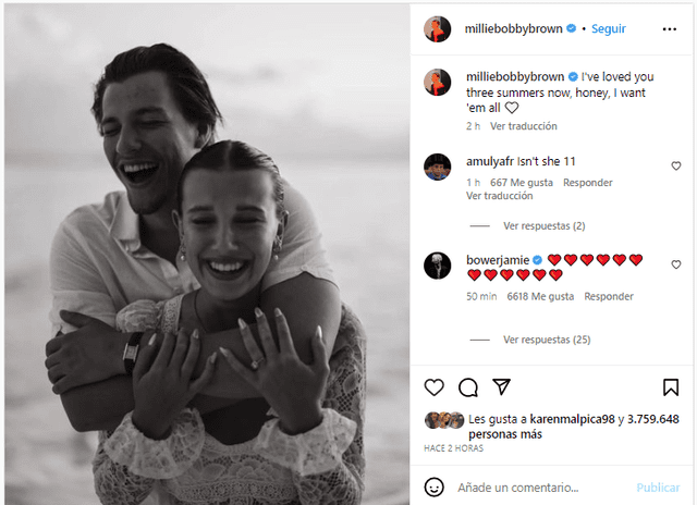 Millie Bobby Brown anuncia su compromiso