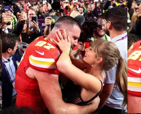 El beso de la victoria, Taylor Swift y Travis Kelce en el Super Bowl LVIII