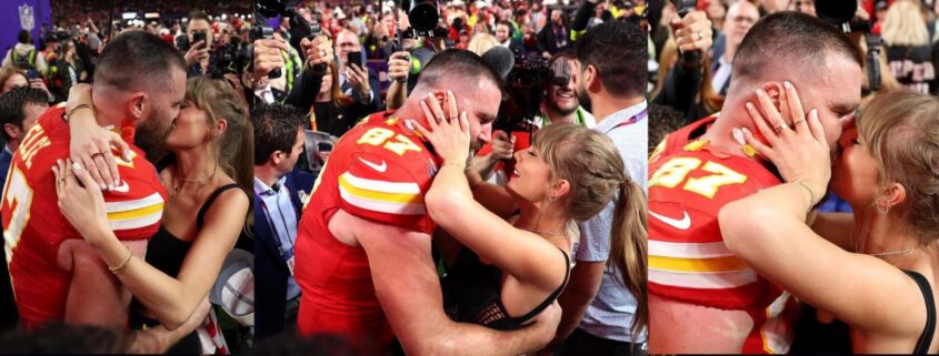 El beso de la victoria, Taylor Swift y Travis Kelce en el Super Bowl LVIII